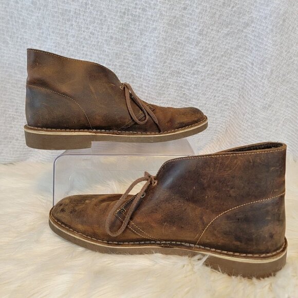 Clarks Men's Chukka Desert Boots Ankle Lace Up Brown Leather 12 Shoe Distressed - Picture 2 of 12